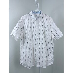 Ben Sherman Mens 2XL White Geometric Diamond Short Sleeve Button Down Shirt